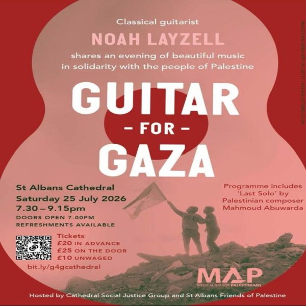 Guitar for Gaza Concert, St Albans, July 2026 — event image
